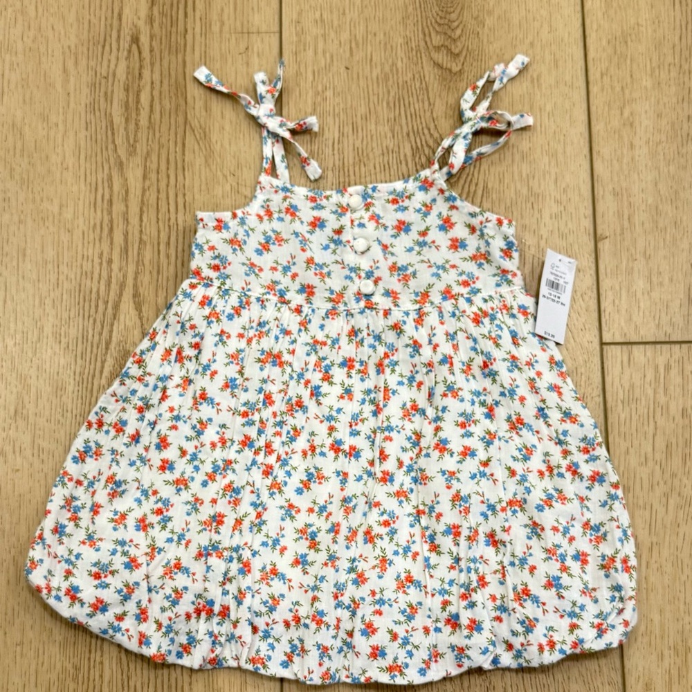 Old Navy White Floral Baby Dress with Bow Straps